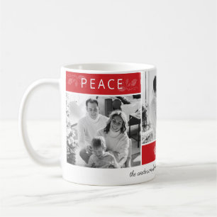 Peace Joy Kärlek 3 Photo Collage Script Red Helgda Kaffemugg