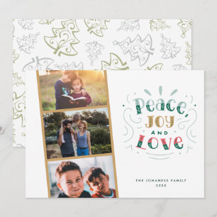 Peace Joy Kärlek-familjens fotopatollkort för Helg Julkort