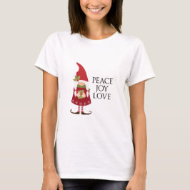 Peace Joy Kärlek Girl Gnome Helgdag T Shirt