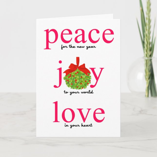 Peace Joy Kärlek Helgdag Card Kort (Framsida)