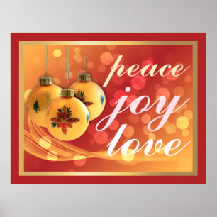 Peace Joy Kärlek jul Blessings Festive Guld Poster