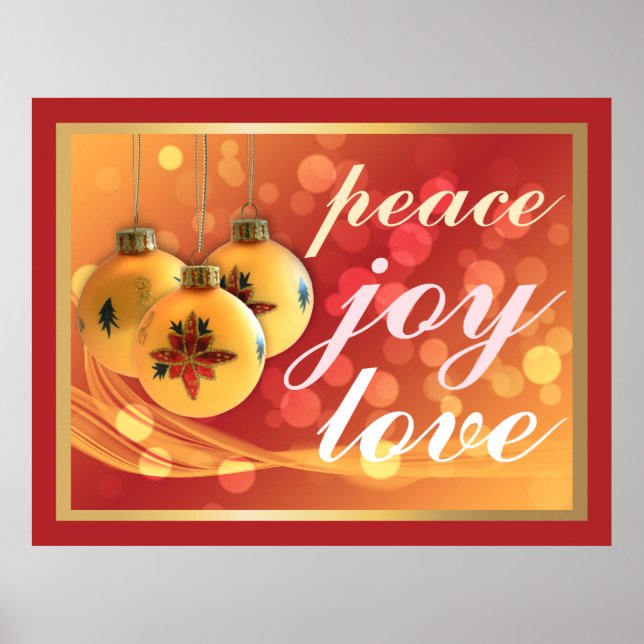 Peace Joy Kärlek jul Blessings Festive Guld Poster (Framsidan)