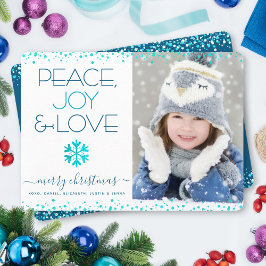 Peace Joy Kärlek Photo Snowflake jul Modern Julkort
