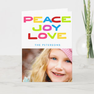 Peace Joy Kärlek Trendig Helgdag Photo jul Helgkort