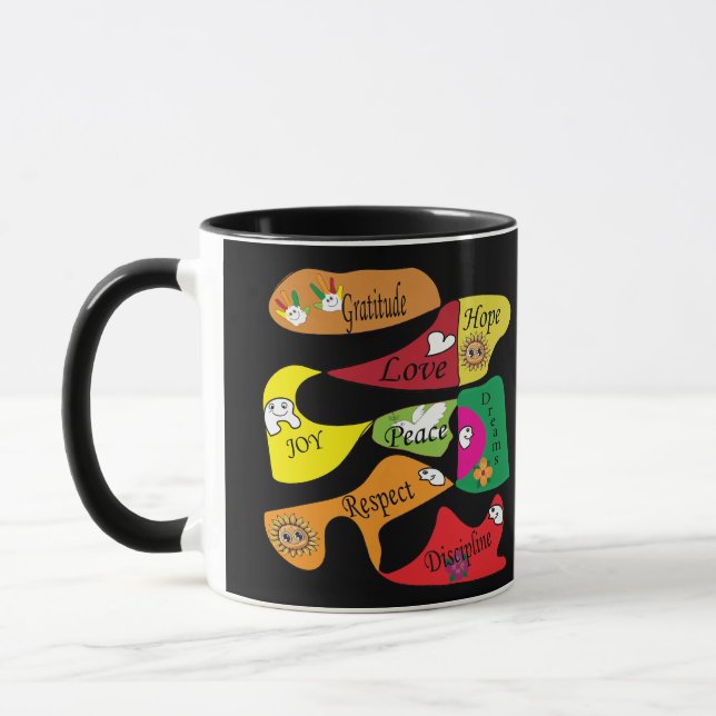 Peace Joy Love Inspirational Quote Coffee Mug Mugg (Vänster)