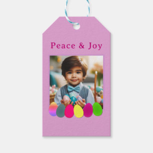 Peace Joy Personlig Photo Färgad Påskägg Presentetikett