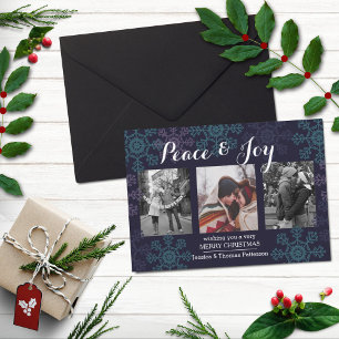 Peace & Joy Photo Card   3 Anpassningsbar Foton Julkort