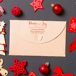 Peace & Joy Quote Holly Whimsical Script Adress Stämpel