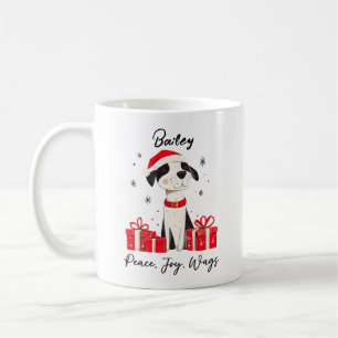 Peace Joy Wags Anpassningsbar Pet Namn jul Hund Kaffemugg