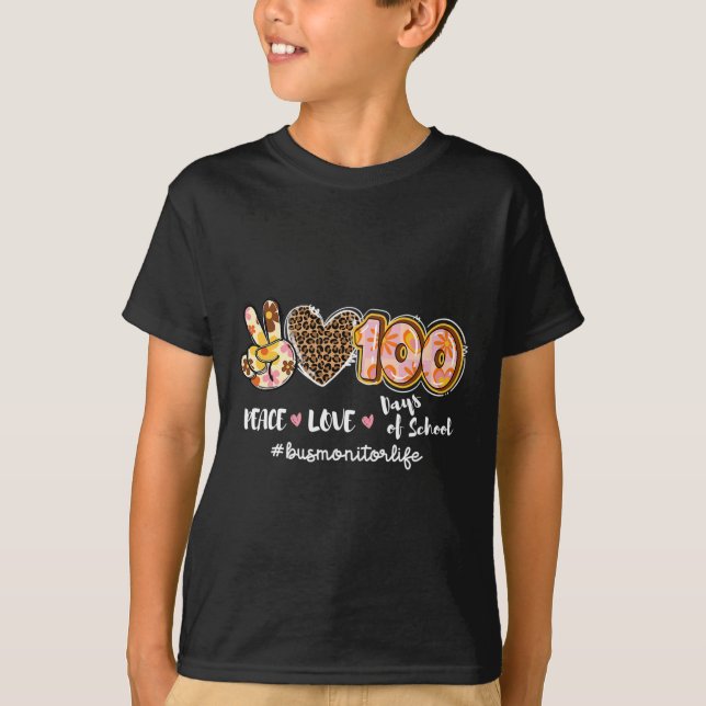Peace Kärlek 100-dagars leopard-bildskärm i Buss T Shirt (Framsida)