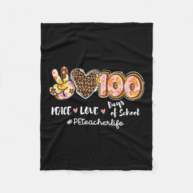 Peace Kärlek 100-dagars leopard Pe Teacher L Fleecefilt (Framsidan)