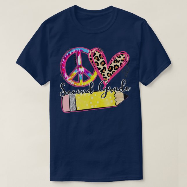 Peace Kärlek 2 Klass Lund Dye Student Teac T Shirt (Design framsida)