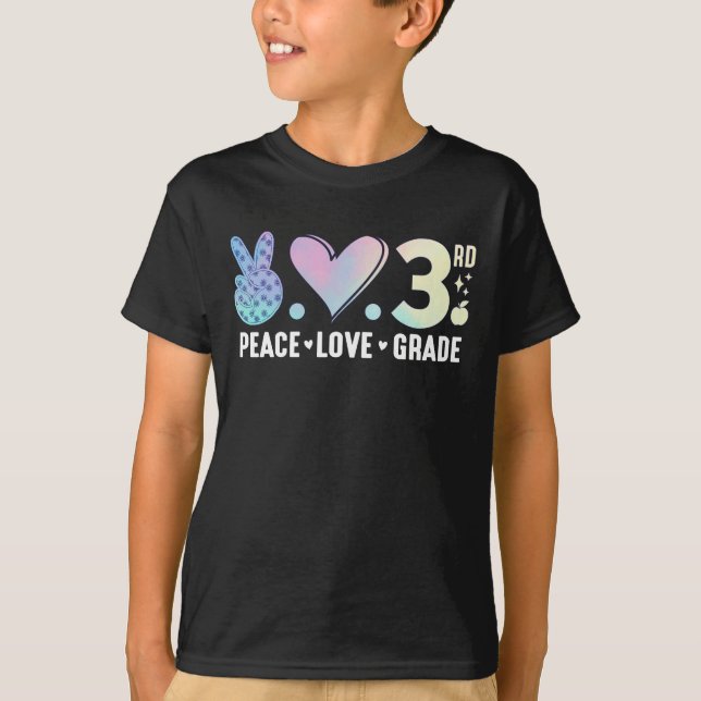 Peace Kärlek 3:e Klass Back to school T Shirt (Framsida)