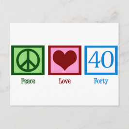 Peace Kärlek 40:e födelsedag Party Vykort