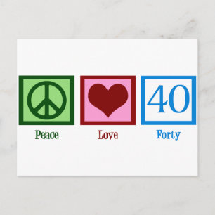 Peace Kärlek 40:e födelsedag Party Vykort