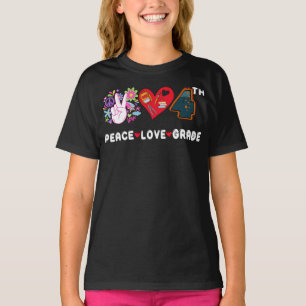 Peace Kärlek 4:e Klass Square Back to school 4 T Shirt