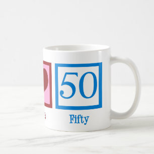 Peace Kärlek 50 Cute 50 födelsedag Kaffemugg