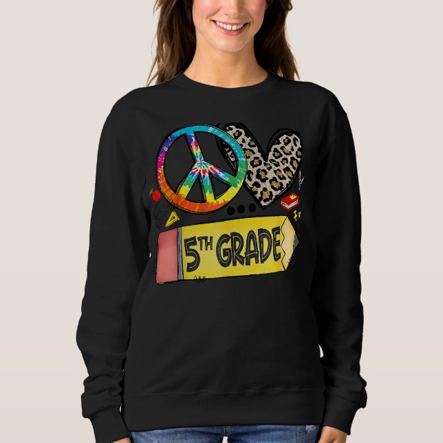 Peace Kärlek 5:e Klass Tie Dye Leopard tillbaka ti T Shirt (Framsida)