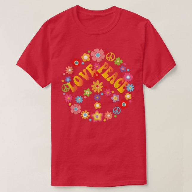 Peace KÄRLEK 60-tal 70-tal Tie Dye Hippie Hallowee T Shirt (Design framsida)