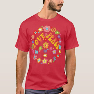 Peace KÄRLEK 60-tal 70-tal Tie Dye Hippie Hallowee T Shirt
