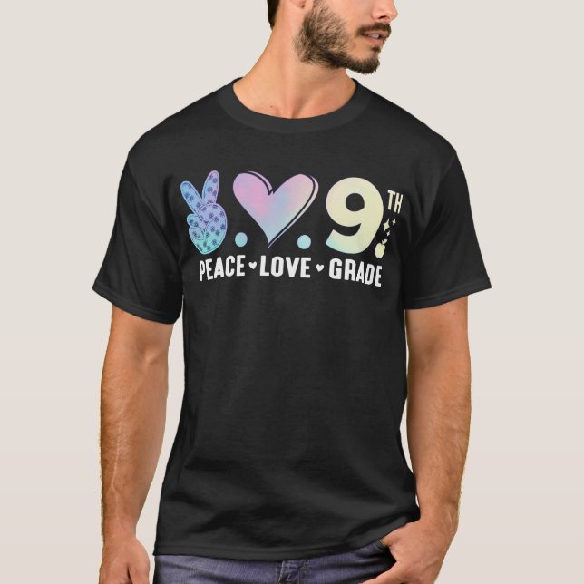 Peace Kärlek 9:e Klass Back to school Funny T Shirt (Framsida)