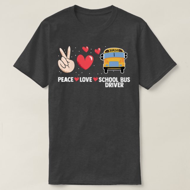 Peace Kärlek A Gult School Buss Driver Stud T Shirt (Design framsida)
