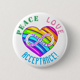 Peace Kärlek Acceptance Neurodiversity Heart Butto Knapp