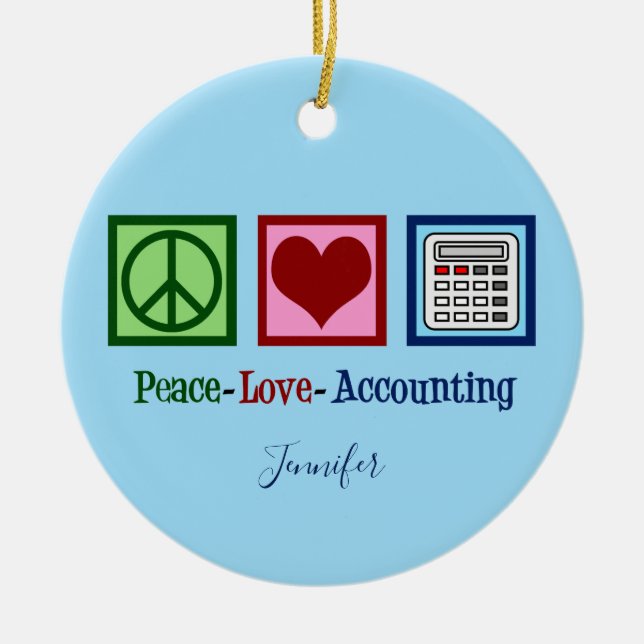 Peace Kärlek Accounting Cute Anpassningsbar Accoun Julgransprydnad Keramik (Framsidan)