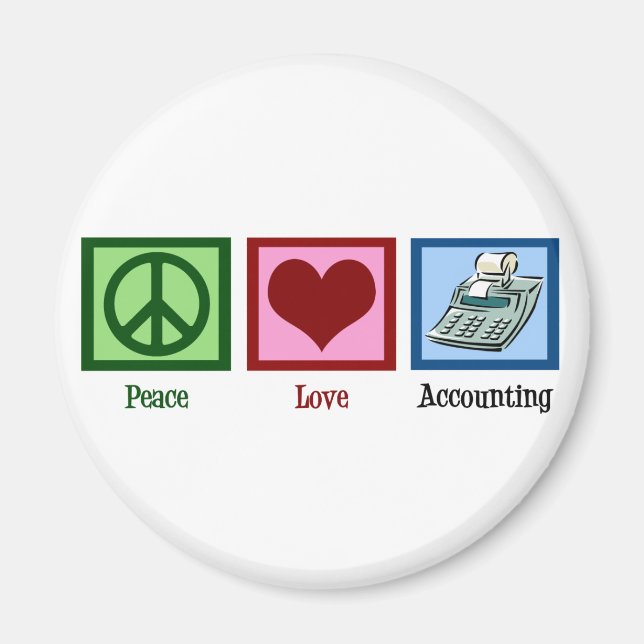 Peace Kärlek Accounting Magnet (Framsidan)