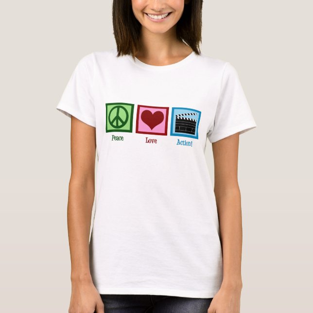 Peace Kärlek Action! Tee Shirt (Framsida)