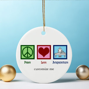 Peace Kärlek Acupuncture Cute Anpassningsbar jul Julgransprydnad Keramik