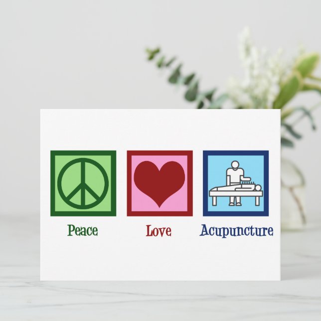 Peace Kärlek Acupuncture Cute Jul Julkort (Stående Fram)