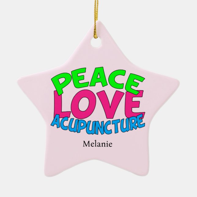 Peace Kärlek Acupuncture Julgransprydnad Keramik (Framsidan)