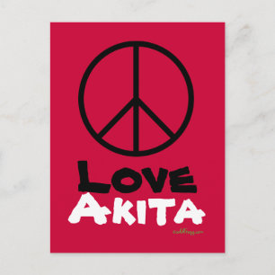 Peace Kärlek Akita Postcard Vykort