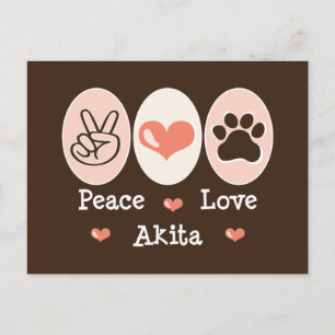 Peace Kärlek Akita Postcard Vykort