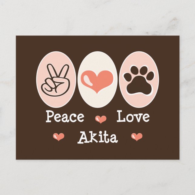 Peace Kärlek Akita Postcard Vykort (Framsida)