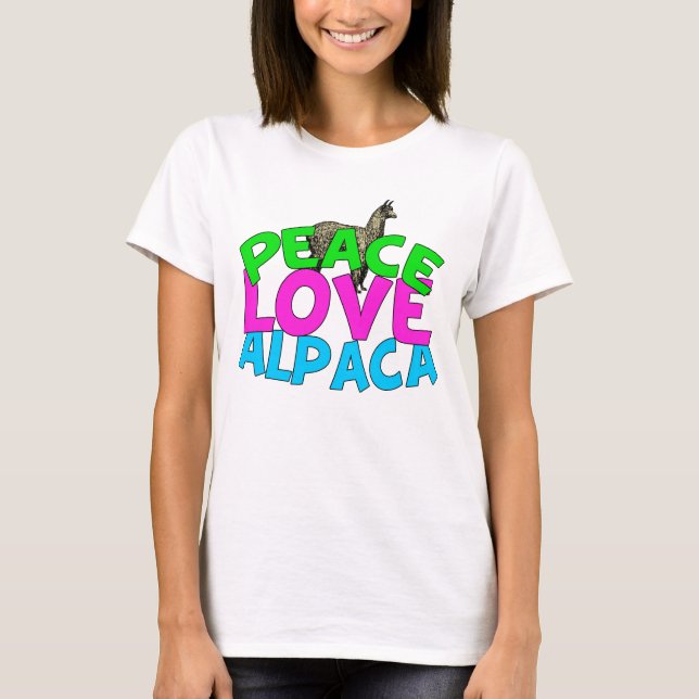 Peace Kärlek Alpacas T Shirt (Framsida)