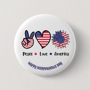 "Peace Kärlek America" Patriotic Symbols Anpassnin Knapp
