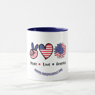 "Peace Kärlek America" Patriotic Symbols Anpassnin Mugg