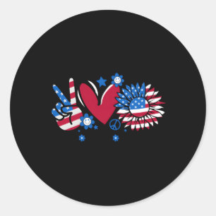 Peace Kärlek America US Flagga 4:e juli Runt Klistermärke