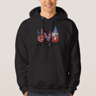 Peace Kärlek American Gnomes USA flagga 4 juli Wo Hoodie