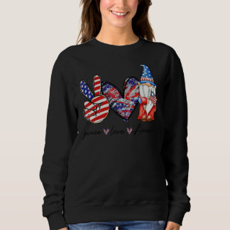 Peace Kärlek American Gnomes USA flagga 4 juli Wo T Shirt