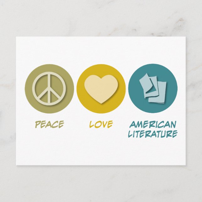 Peace Kärlek American Literature Vykort (Framsida)