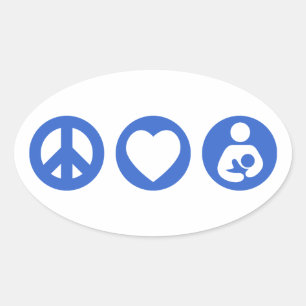 Peace Kärlek amning Ovalt Klistermärke