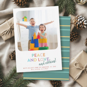 Peace Kärlek and Cookies Roligt Bright Rainbow Hel Julkort