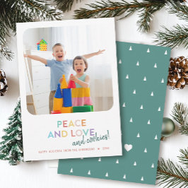 Peace Kärlek and Cookies Roligt Bright Rainbow Trä Julkort