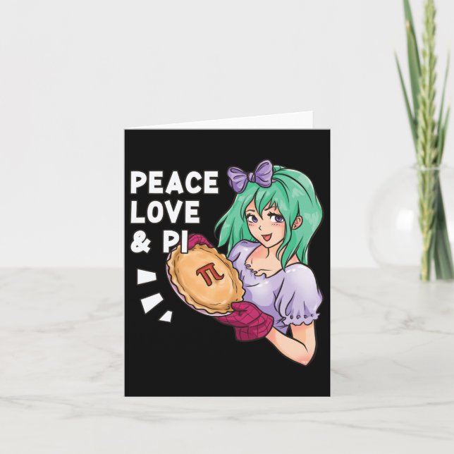 Peace Kärlek and Pi - 14:e pi Day Anime Math Kort (Framsida)