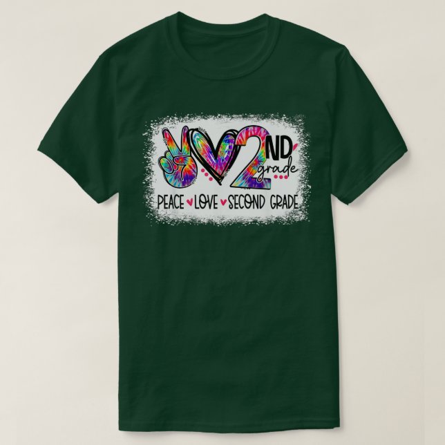 Peace Kärlek andra Klass Tie Dye Student Lärare Bl T Shirt (Design framsida)