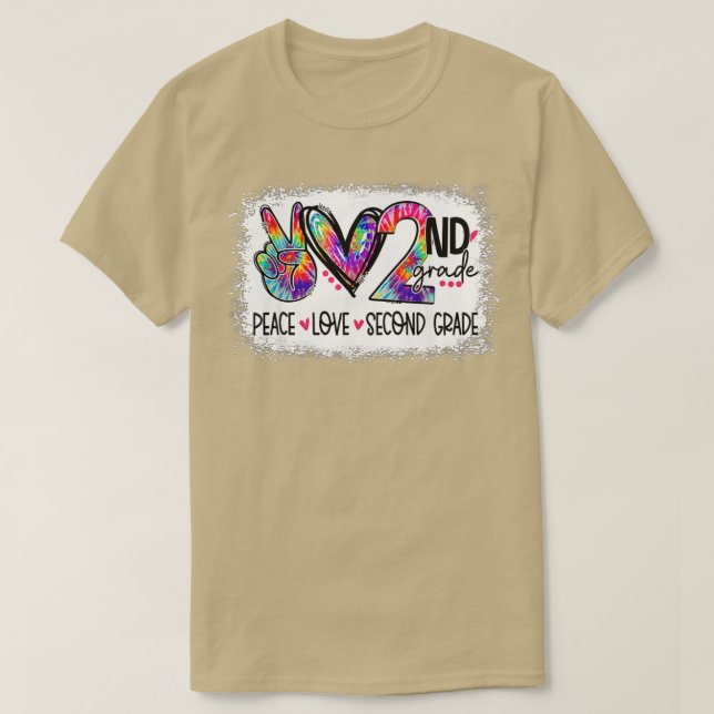 Peace Kärlek andra Klass Tie Dye Student Lärare Bl T Shirt (Design framsida)