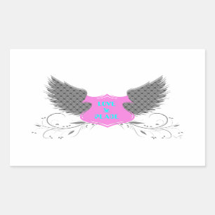 Peace Kärlek Angel Vingar Design Rektangulärt Klistermärke